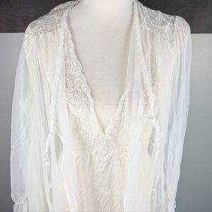 Vintage White Slip Dress With A Peignor